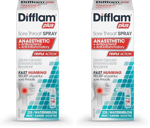 Difflam Plus Sore Throat Spray 30 ml, Watermelon (Pack of 2)