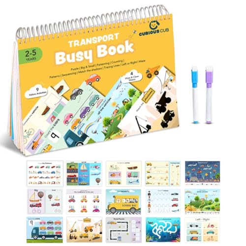 Image of Curious Cub Montessori Busy Book On Modes Of Transport |Toddler Busy Binder for 2-5 Yrs | Activity Binder, Quiet Book |Educational Toys For 2 Year Old