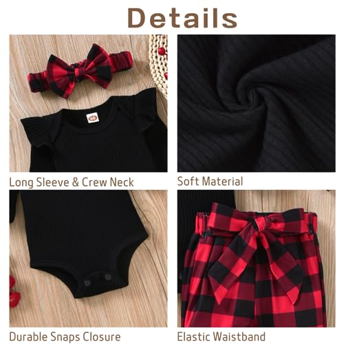Image of Aalizzwell Preemie Newborn Infant Baby Girls Clothes Ribbed Romper Bodysuit Pants Set Fall Winter Outfits