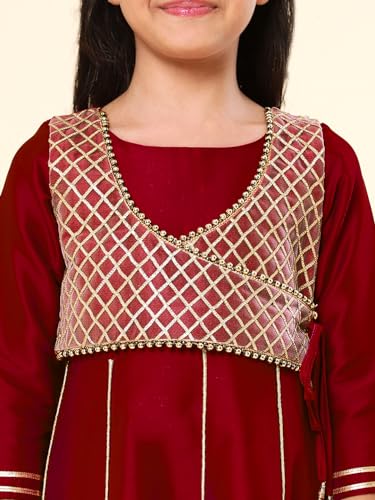 Image of A.T.U.N. (ALL THINGS UBER NICE) Girls Woven Design Gota Jacket Maxi Anarkali Gown