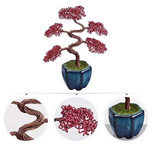 Yatming Hand Wrapped Aluminium Wire Money Tree Figurine With Ceramic Base, Red Artificial Tree Fengshui Bonsai Desktop Ornament For Home Office Decoration #TOP1