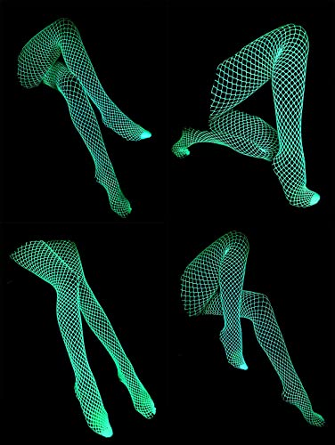 DTWAWA Glow in the Dark Fishnets Stockings, High Waist Tights Party Stockings for Womens4