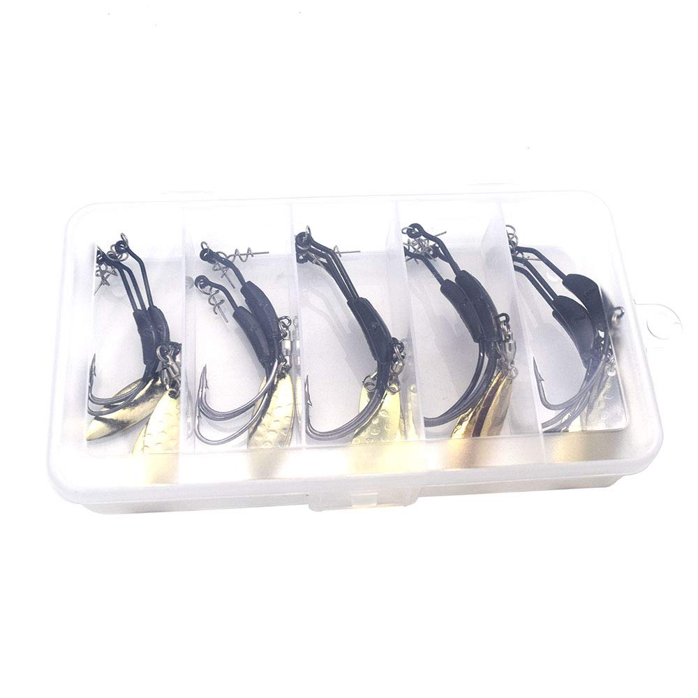 15-Piece Weighted Twistlock Worm Hooks Set - 5 Sizes (0.07oz To 0.25oz) For Saltwater Fishing - View #5