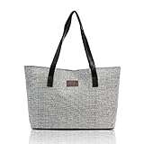 Element-Typ: Handtaschen TONSEE Canvas Tasche Oldtimer Praxis Leinen Lässige Shopper Einkaufen Schultertaschen (Grau)