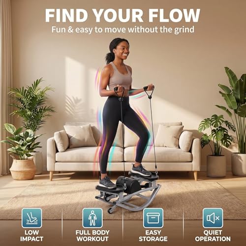 Image of Low-Impact Lateral Rocking Fitness Stepper for Knees and Joints,Home Workout Machine,Rock Stepper Machine with Digital Display,Track Time,Reps,Calories for Legs,Glutes,Abs