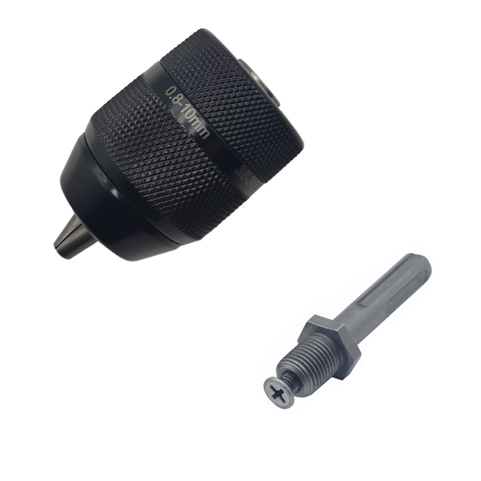 0.8-10mm 3-szczękowy 3/8-24UNF bezkluczowy uchwyt wiertarski szybkozmienny adapter klucza SDS-Plus Shank 1/4 "sześciokątny kwadrat do klucza udarowego (Color : Chuck and SDS Plus)