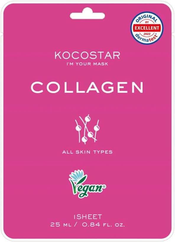 Vegan Facial Sheet Mask Collagen | Firming And Hydrating Treatment For Revitalized Skin | Pack Of 1, 25Ml