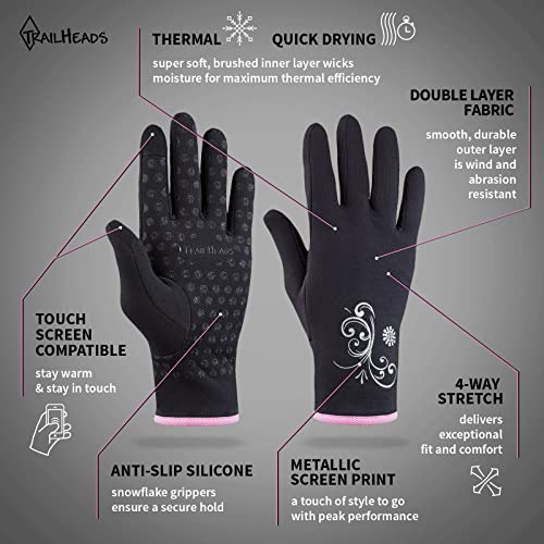TrailHeads Feminino Luvas de Corrida - Luvas com Tela Sensível Ao Toque - Acessórios de Corrida para