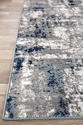 Rugshop Contemporary Abstract Distressed Area Rug 7'10" X 10' Blue #TOP4