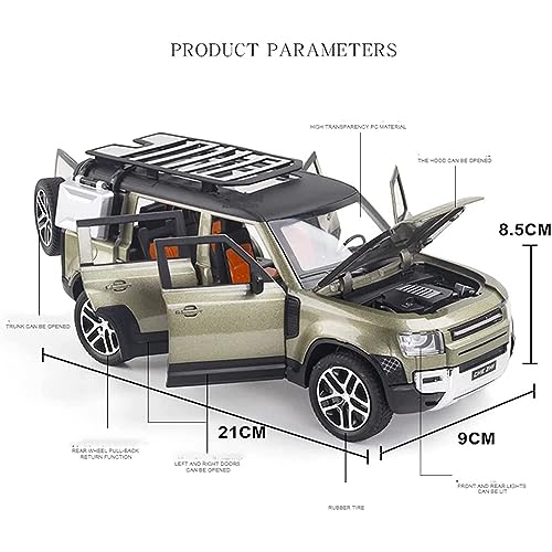 Image of LONGMIRE Metal Pull Back Diecast Car Pull Back Model with Sound Light Boys Gifts Toys for Kids Pack of 1, Multicolor (1:24 Land Rover Defender)