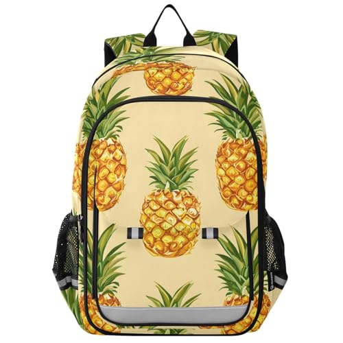 senya Golden Pineapple Backpack Water-Resistant Bag Lightweight Bookbags with Reflective Strip