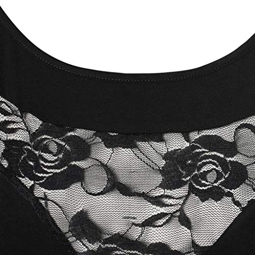 Franterd Hollow Out Lace Decor Plus Size Blouse for Womens, Off Shoulder Oversize T-Shirt Tops (Black, S)