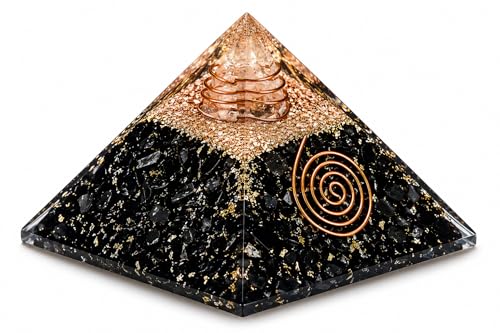 Black Tourmaline Orgone Pyramids - Spiral Orgonite Crystal Pyramid for EMF Protection & Grounding - Handmade Copper Coil Gemstone for Meditation Reiki & Spiritual Gifts | Nilo Crystals