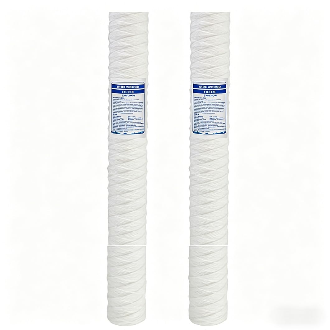 Confezione 2 filtri Acqua industriali ad Alto 40 in 1/5 Micron, avvolti Filo,sostituibili Direttamente con alloggiamenti industriali 40in sistemi osmosi inversa ad Alto Flusso(5MICRON)