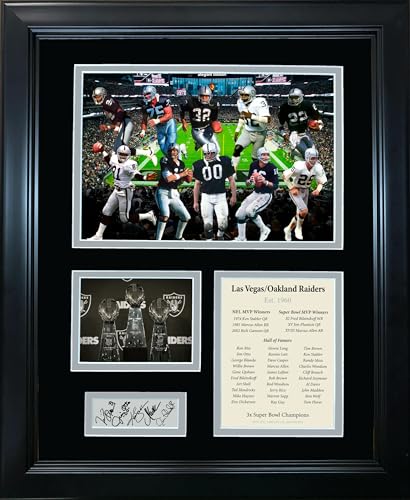 Framed Las Vegas Oakland Raiders All-Time Greats Facsimile Laser Engraved Signature Auto 11"x14" Football Photo Sig Collage