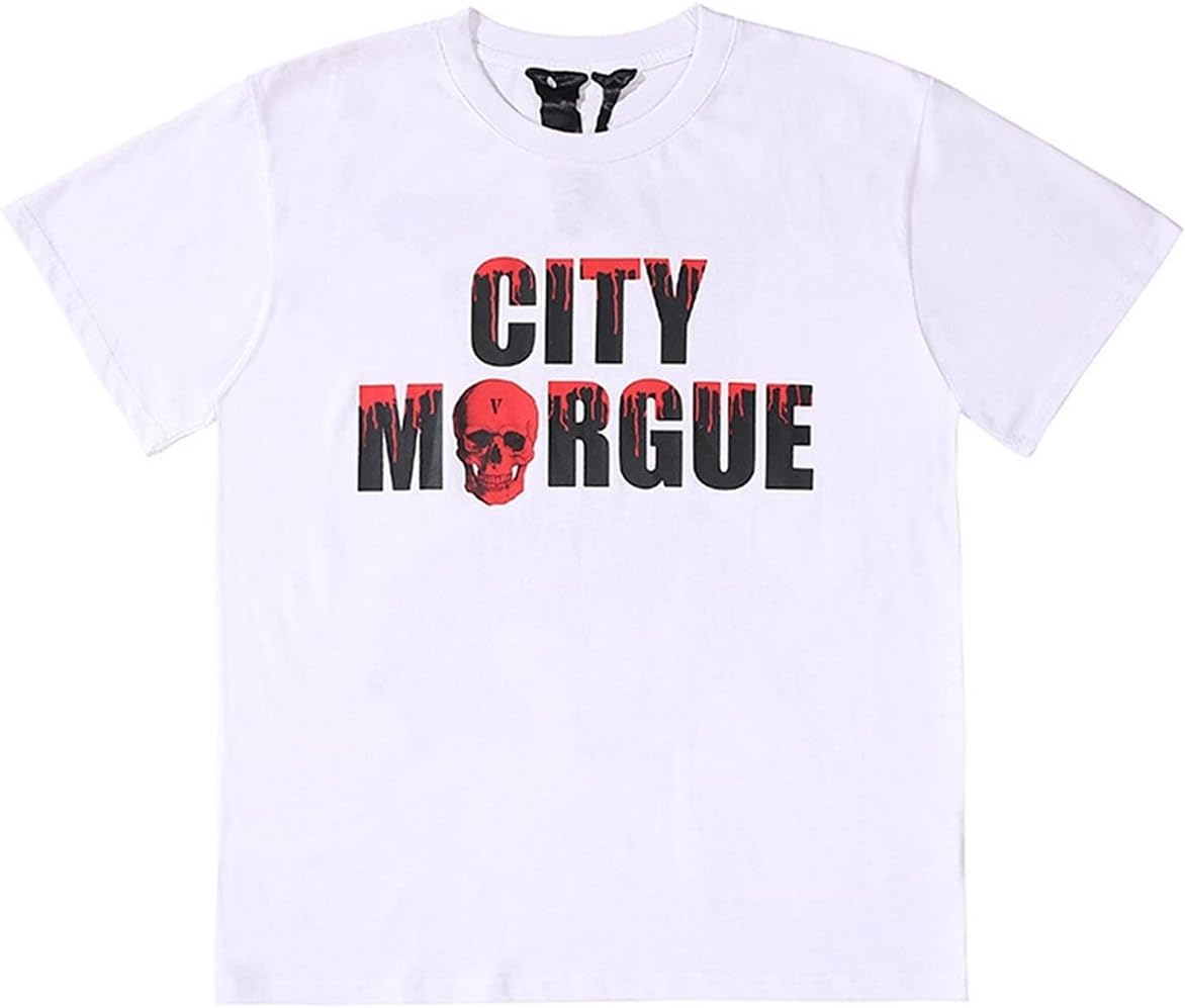 Jacky'sJacky's Round neck hip-hop rock men's and women's short-sleeved T-shirt (Color : White, Size : S)
