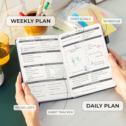 Planificador Diario A5 sin fechas Clever Fox en color negro para metas 3
