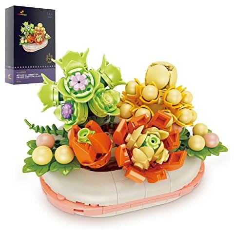 JMBricklayer Succulent Plant Building Block Set Adult DIY Creative Simulation Bonsai Kit, Succulent Botanical Flower Collection Home or Office Decorations, Bouquet Gifts for Girls Women(331 Pieces) Cover