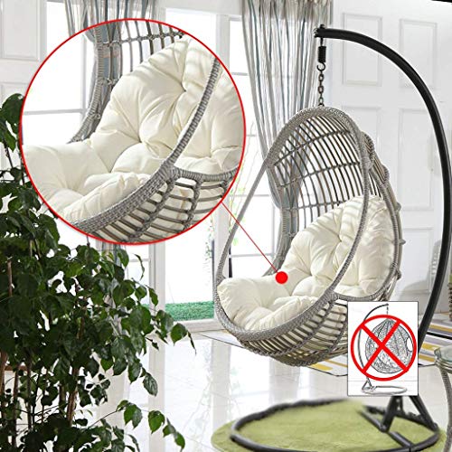 ZTMN Silla de Hamaca de Mimbre de Mimbre de Mimbre de Mimbre, Silla de Huevo de Exterior con cojín de pie y Funda (Color: B no Incluye sillas)