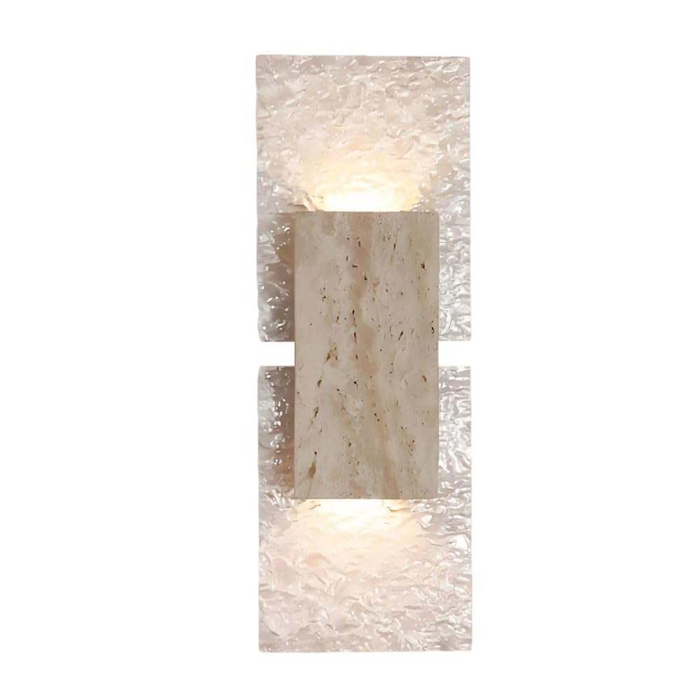 Guoguosm Multicolor Modern Style Indoor Wall Lamp, 16.5In Rectangular Acrylic Yellow Travertine Wall Sconce, G9 Light Source Hard Wire Connection Wall Light, Living Room Entrance Corridor Decorative Light Fixtur