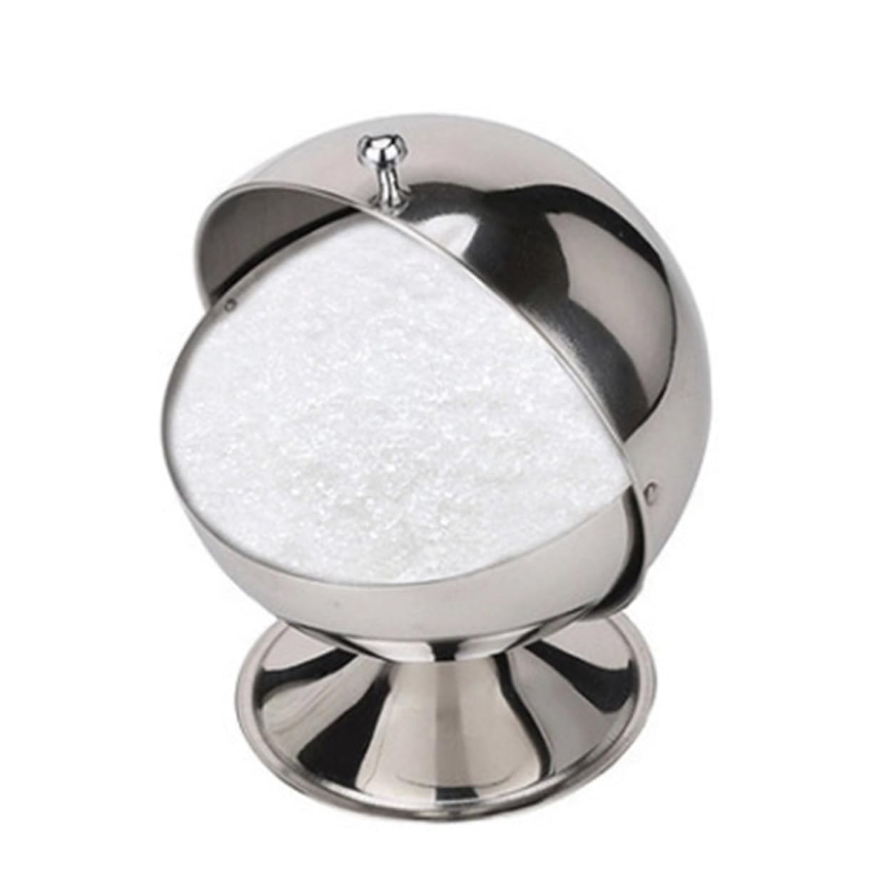 MUCKLILY Spherical Stainless Steel Sugar Bowl Candy Jar Seasoning Bottle for Home Kitchen Unbreakable Modern Decor for Dining Table for Buffet Use