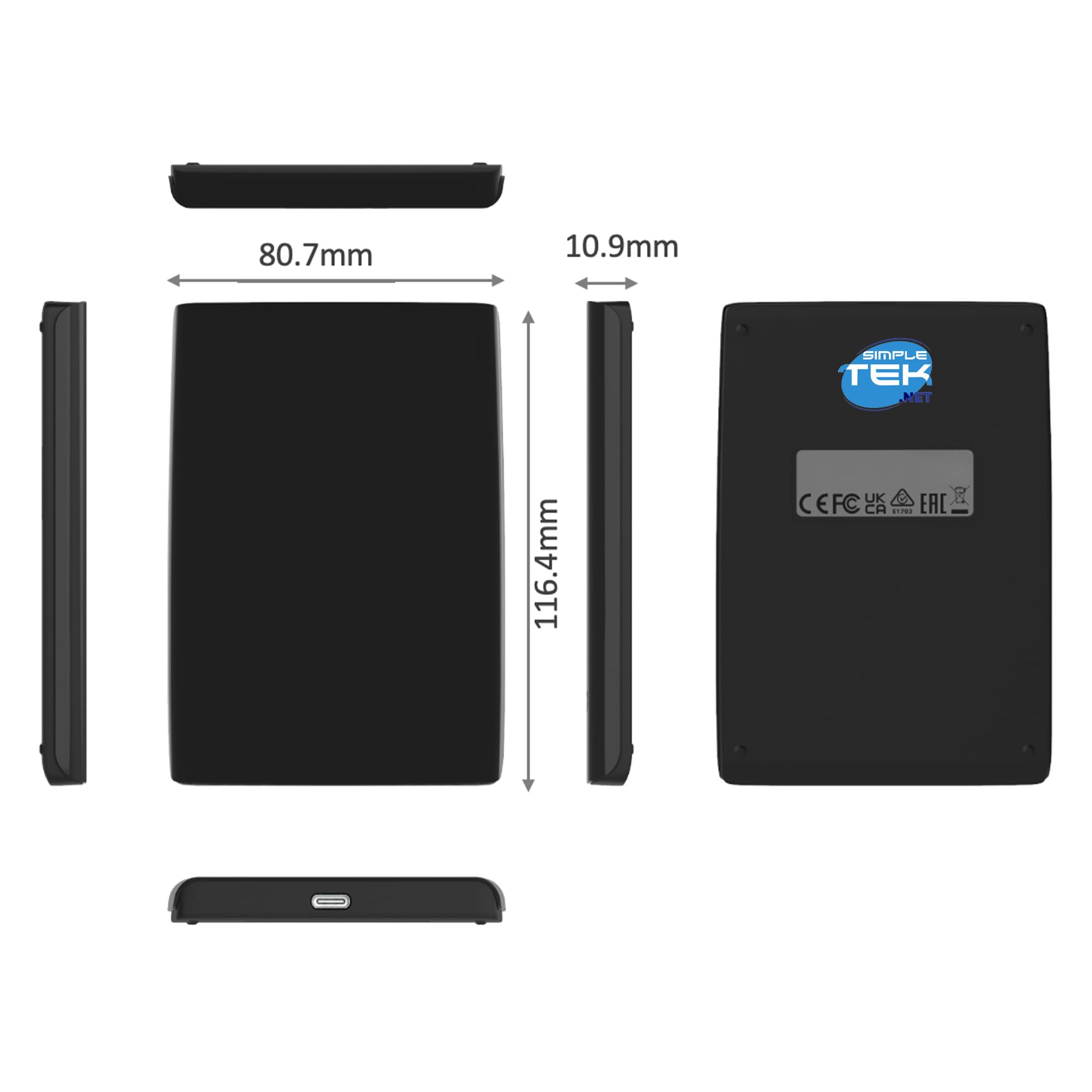 SIMPLETEK - Unità SSD Esterna Portatile 256GB - USB 3.2 Gen 1 - Connessione USB-C/Type-C per PC, Laptop e Console