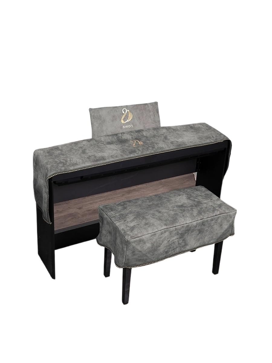 Nordic Luxury - Funda para piano electrónico de 88 teclas, a prueba de polvo, 61 teclas, cubierta para piano eléctrico, cubierta de estante, taburete (bronceado, juego de taburete doble)