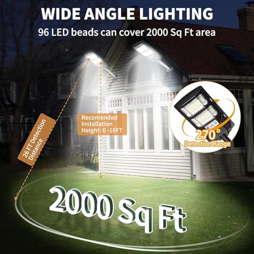 Image of LITVERSE 50W Solar Street Light, IP67 Waterproof with Remote & Motion Sensor. Dusk to Dawn 6500K Cool White LED Flood lamp, Durable ABS Alloy Body for Home, Garden, Yard, gate & Parking.