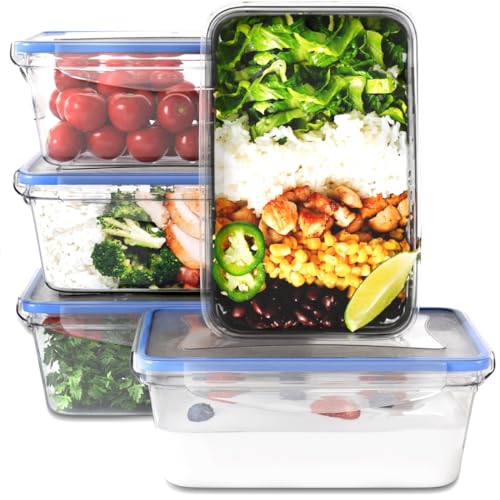 Classbach® Frischhaltedosen mit Deckel | 5er Set | 100% dicht | Meal Prep Boxen | für Mikrowelle Spülmaschine Gefrierfach geeignet | Lunchbox | Dosen Meal Prep stapelbar | Gefrierdosen | C-FHD 4007 K