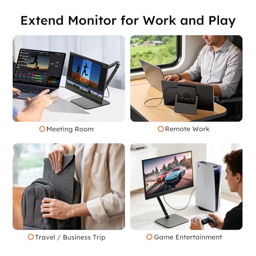 Image of 15.6 inch Portable Monitor, FHD 1080P IPS Travel Monitor for Laptop, Magnetic Foldable Stand & Protective Case Included, USB-C & Mini HDMI Screen Extender for Laptop Mac PC Phone Xbox PS4 /5 Switch