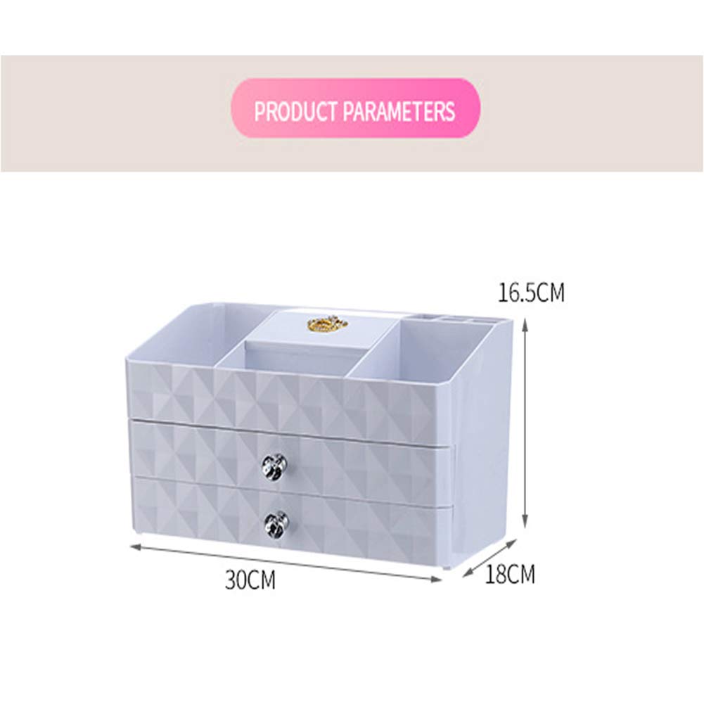 Beau Organisateur de Maquillage Présentoir Cosmétique Vanity de Grande Capacité pour Bijoux, Pinceaux de Maquillage, Rouges à Lèvres Hermétique, White