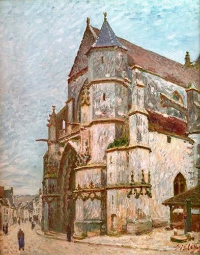 Lienzo Chiesa a Moret in inverno Alfred Sisley decorativo con colores vivos 60x90