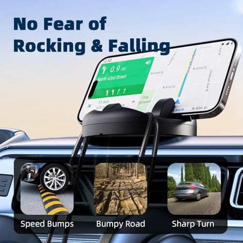 Image of coku Car Mobile Holder for Dashboard, Sturdy 360 Rotatable Dashboard Mobile Holder, Mobile Stand for Car Compatible with 4.7 to 7 inch Smarphones (Black)