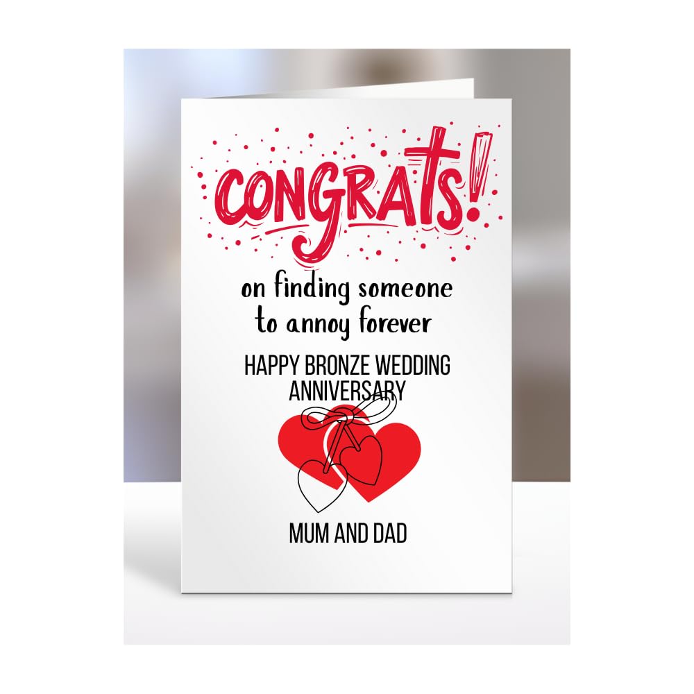MIPOMALL Funny Happy Bronze Wedding Anniversary, for mum and dad, gifts for couple, couples presents, Congrats, annoying, joke, A5-201_105 — image 1