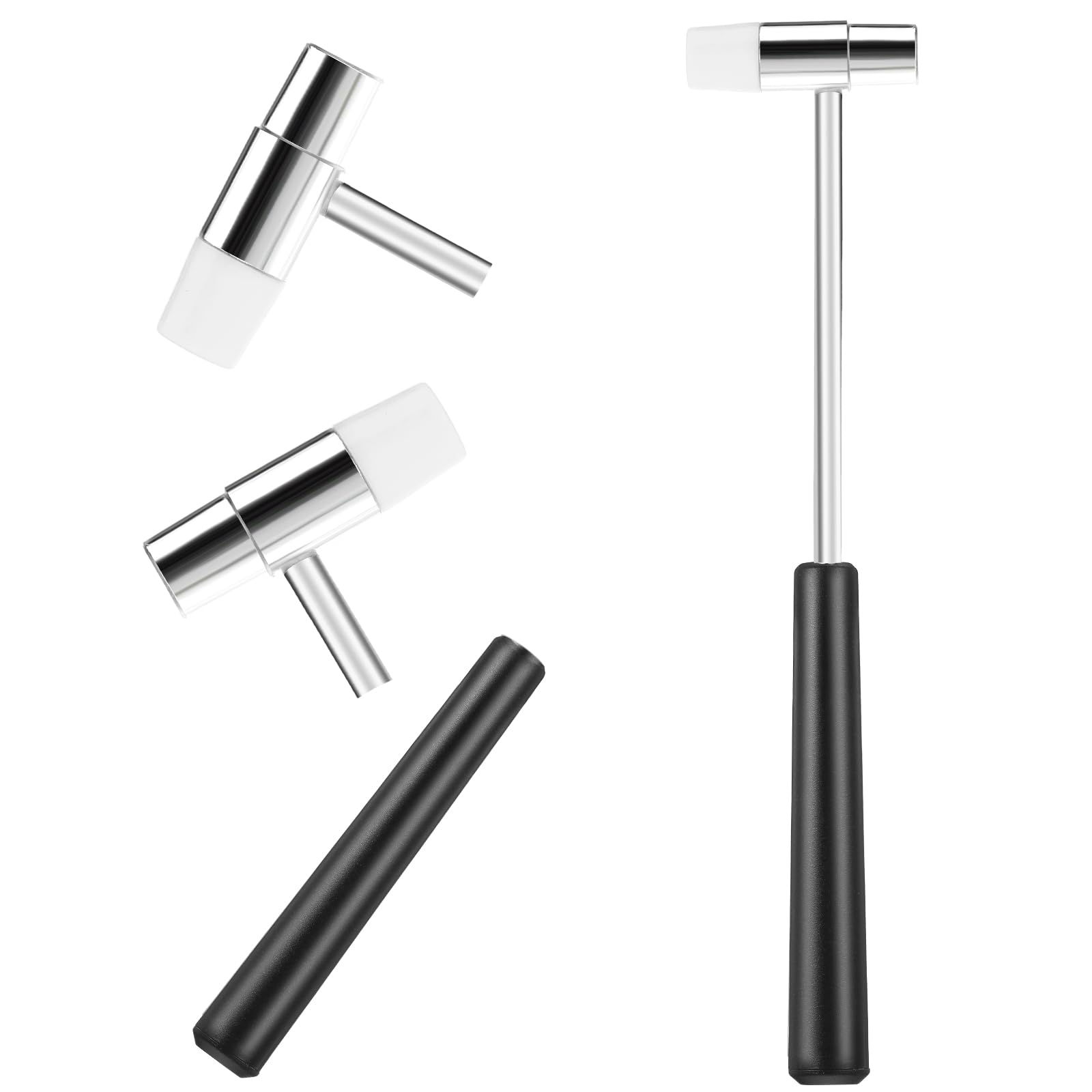 Mabor Martillo pequeño de doble cabeza, mini martillo ligero, mazo de cabeza de plástico y metal de 7.1 pulgadas, mini martillos de joyería para manualidades, relojes, afinación, carpintería