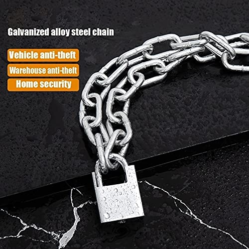 Image of Keyed Padlocks Steel Heavy Chain Lock, Waterproof and Rustproof Bicycle Anti-Theft Lock, 0.5m-5m (Size : 1m)
