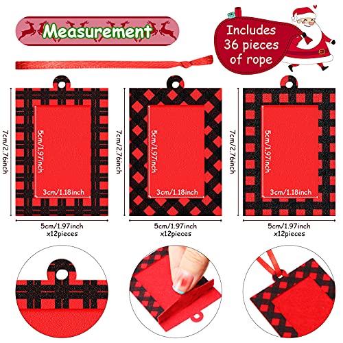 Yalikop 36 Pieces Christmas Picture Frame Ornaments Hanging Photo Frame Ornament Family Felt Hanging Photo Frames Red Buffalo Plaid Xmas Picture Frame For Christmas Trees Decoration (Chic Style) #TOP2