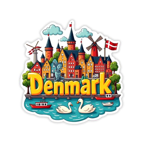 Image of Naxon Denmark Country Theme Souvenir Wooden Refrigerator Stylish Fridge Magnet - Fridge Decoration Magnet for Kitchen & Home Decor | Perfect Souvenir Gift | Size 3x3 Inches | Pack of 1