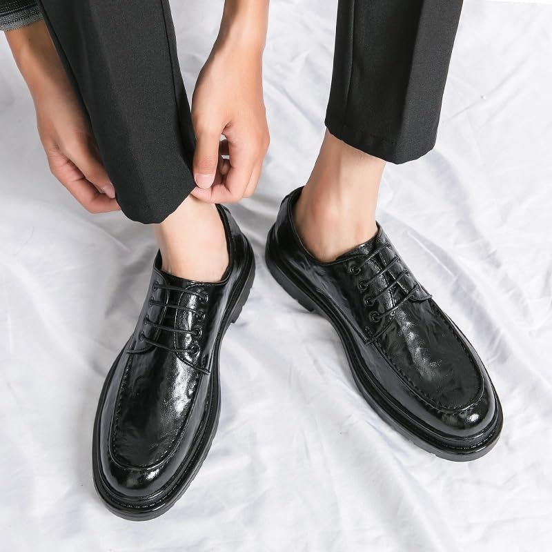 Men's Platform Waterproof Dress Shoes Fashionable Versatile Wedding Prom Shoes Classic Lace Up Wingtip Oxford Shoes2