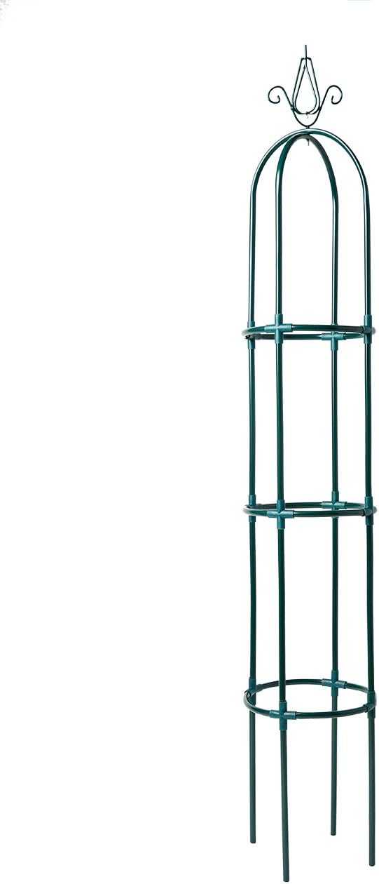 Garden Trellis Obelisk Metal Trellis with Sturdy Anti-Rust Plastic Kit Supporter Frame for Rose, Vines, Tomato and Vegetables 10.6-in Dia 63-in High, Green