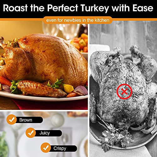 Image of Sunvivi 26-Quart Roaster Oven, Electric Roaster Oven with Viewing Lid, Sunvivi Turkey Roaster with Unique Defrost /Warm Function, Large Roaster with with Removable Pan & Rack, Stainless Steel, White