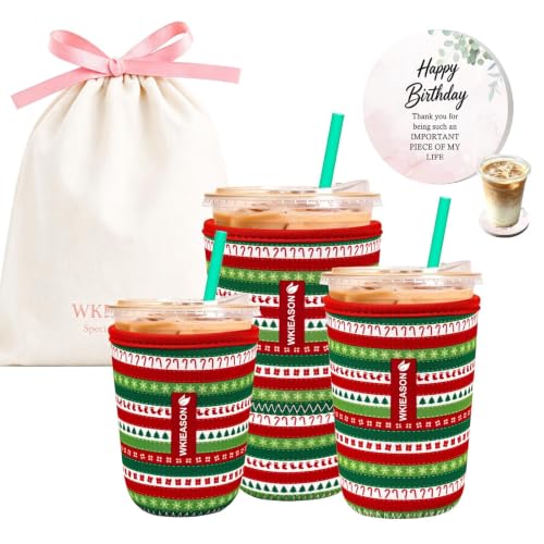Image of WKIEASON Gifts for Friend Iced Coffee Sleeve & Ceramic Coaster Gift Set