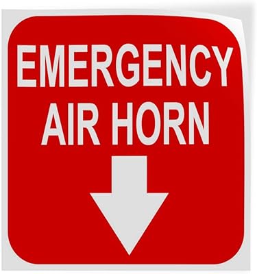 Industrial Decals Square Vinyl Stickers Emergency Air Horn Sign Fire Exit and Emergency Industrial Safety Sign Label Design Only 10x10Inches Design Only