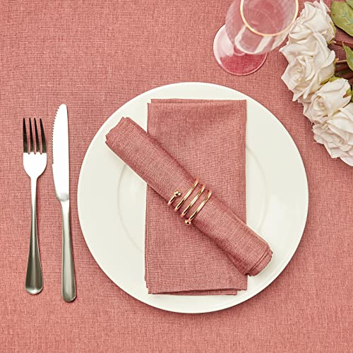 Mebakuk Cloth Napkins Set of 12, Premium 17 x 17 Inch Solid Washable Linen Style Napkins, Soft Table Napkin for Wedding Party Restaurant Dinner Parties (Coral Red, Set of 12)