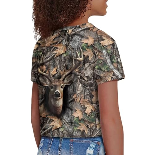 Image of Kids Crop Top Short Sleeve T-Shirts for Girls Size 5-14