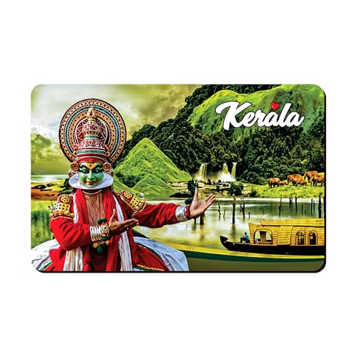 Image of Elegant Fridge Magnet with Themes |Rectangular Size Refrigerator Magnet with Magnetic Rubber Back | Pack of 1, 8.6cm X 5.4cm (Kerala)