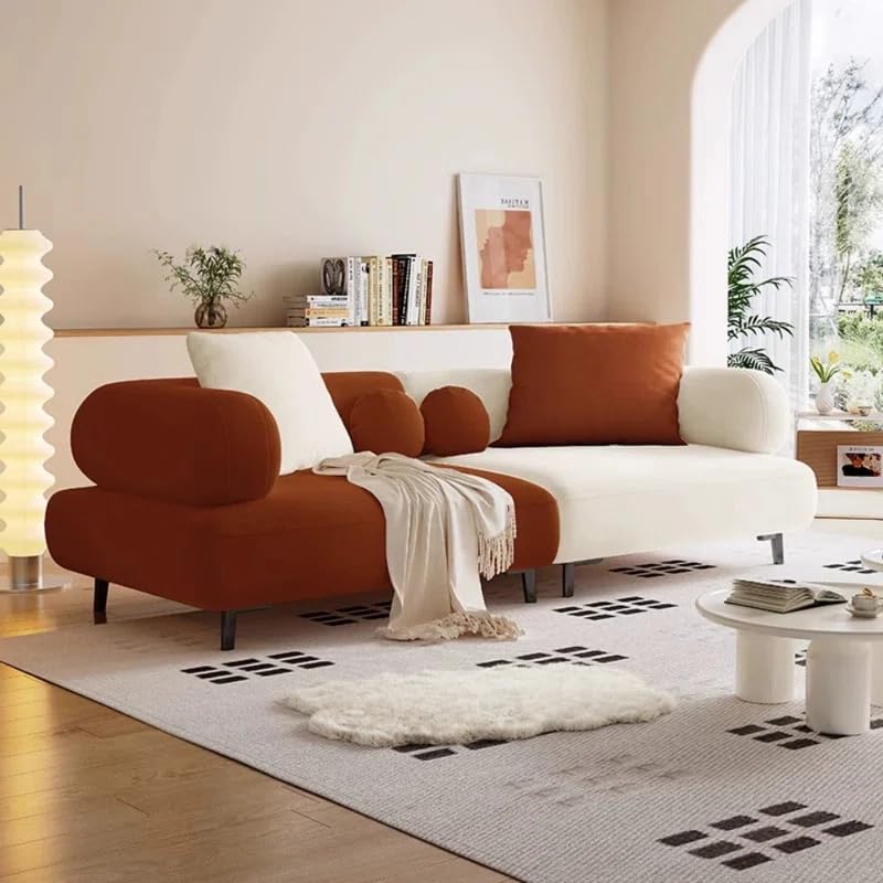 Image of LEGACY OF COMFORT Style Creative 3-Seater Sofa - Modern Elegance for Your Living Room (Caramel /White)