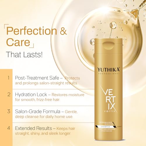Image of Yuthika Professional Vertix Hydrolyzed Keratin Shampoo Ultimate Care & Restoration 250ml I Post Care Shampoo For Straightened Hair, Salon Like Smooth Hair