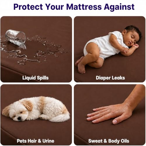 Image of Waterproof Mattress Protector 6x6.5 Feet (72x78) | Elastic Fitted Bedsheet | Soft & Durable Gadda Cover Dustproof By Bharat Griha BG16