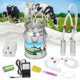 2-in-1 Upgrade 2.6Gal/10L Portable Electric Milker, Milking Machine for Cows and Goats with Food-Grade Stainless Steel Bucket, 4 Teat Cups and Pulsation Vacuum System for Farm,Ranch and Home Dairy Use